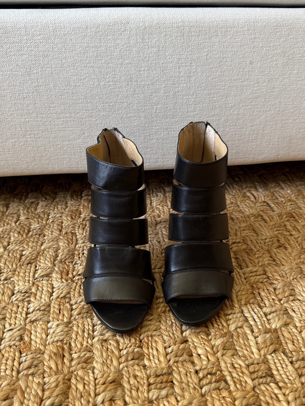 Michael Kors Black Leather Strappy Sandal Heels 7M / 37M